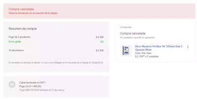 Me cobraron la primer cuota de una compra la cual el producto nunca me llego