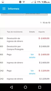 La devolución del dinero $2600 que me dicen no la veo  reflejada en mí cuenta