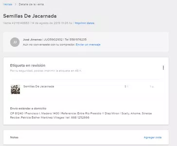 No puedo imprimir etiqueta de envio