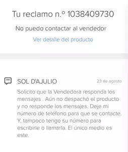 Reclamo abierto y mercado libre no responde