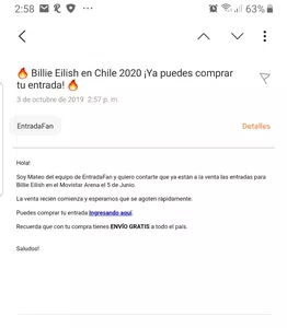 Pague 3 entradas a 770mil pesos y me llegaron 3 de 50mil pesos