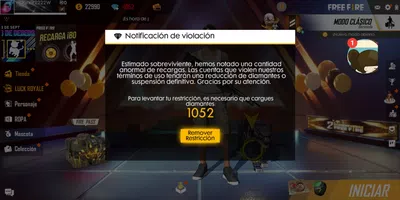 No puedo jugar antes de recargar diamantes