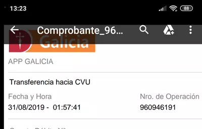 Tranferencia no acreditada