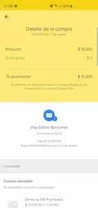 No hay devolución de dinero