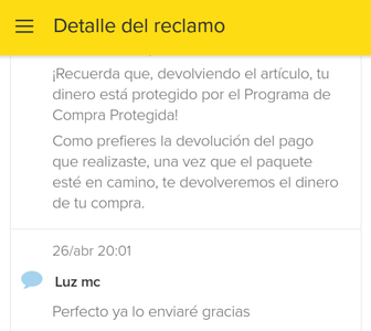 Etiqueta de devolucion