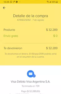 Devolucion de dinero