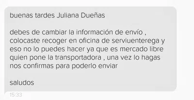 Modificación de envío