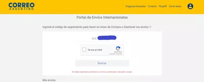 Portal de envios internacionales no funciona