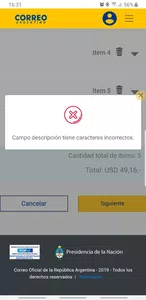 Error al realizar la declaración jurada