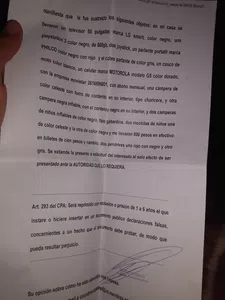 Denuncia de robo