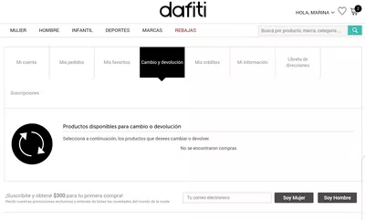 No me permiten realizar el cambio de un producto