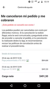 Rappi Cobro de pedido no enviado