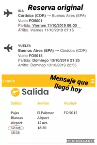 Cambio de día de vuelo sin aviso