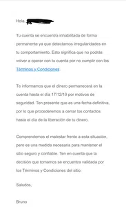 Mercado de libre suspendio mi cuenta con mi plata sin motivos. es una estafa