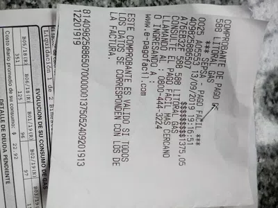 Pago de factura de gas que me cobraron de más