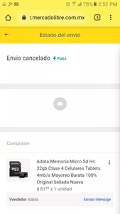 Envio cancelado