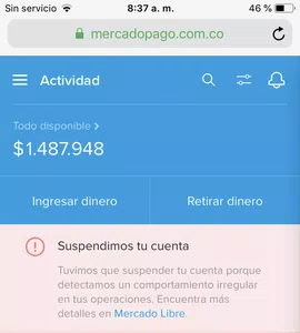 ¡cuenta suspendida! necesito mi dinero