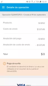Mercado libre todabia no devuelme mi dinero de mi tarjeta de debito