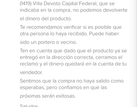 Producto no entregado, no devuelven dinero