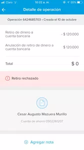 Dinero rechazado