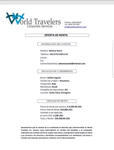 Estafa de world travelers