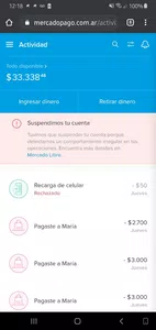 Suspensión de cuenta