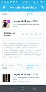 Pedido no llegado