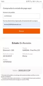 Mi recarga esta en revisión