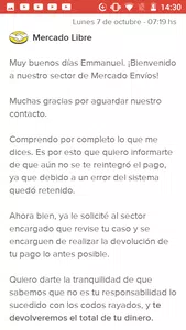 No devuelven el dinero de dos devoluciónes y lleva meses irresponsables de merca
