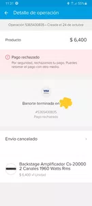 Absorvieron dinero de mi cuenta y rechazaron el pago