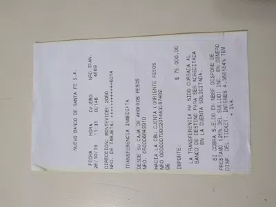 No recibí la transferencia del 26-10-2019 por 75,000 pesos