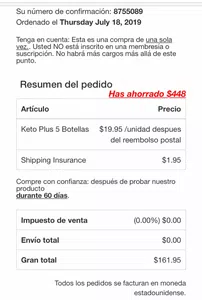 Keto plus diet es una estafa no devuelve dinero y no llegan los productos