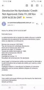 Devolución no aprobada