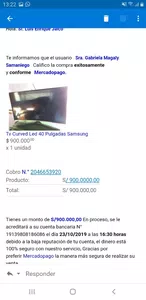Pago de venta de tv no depositada