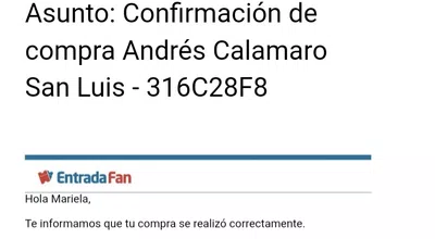No recibo entradas y viajo al recital de calamaro. ya tengo reserva de hotel