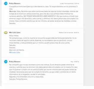 No eliminan mi cuenta de mercadolibre bloqueada