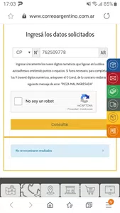 Código de error erroneo
