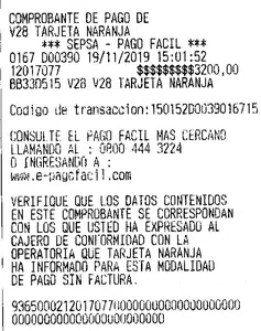 Pago de targeta