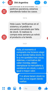 Anulacion de pedido hecho a dia % en cybermonday 2019