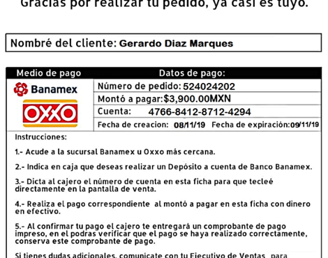 Ya pague el producto 3900 marcadora de salvas 9mm a la cuenta num.524024202