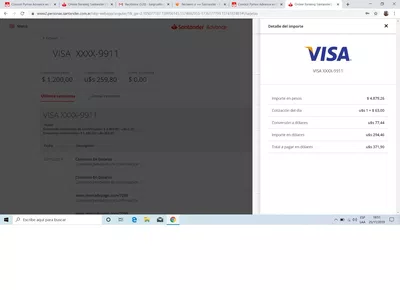 Comisión / conversión en dolares