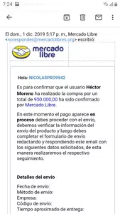 Quiero saber si es correo de mercado libre o es una estafa
