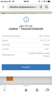 Compra no realizada por mi , tarjeta y dni siempre en mi poder