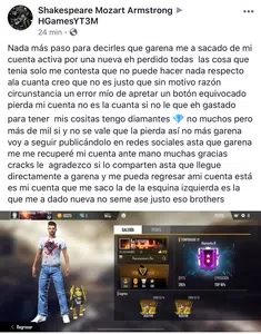 Me saco de mi cuanta asta nivel 1 y no es justos perder mi cuneta y iniciar otra