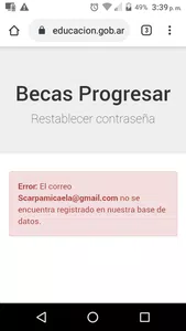 Recuperar contraseña de la beca progresar