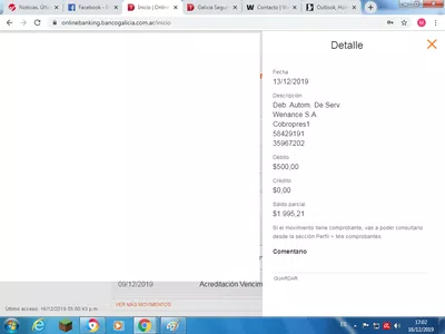 Débito no  autorizado