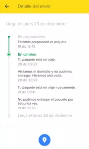 Problema con el envío de mi paquete en mercado libre