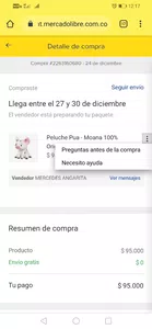 No me aparece la opción de "modificar envio"