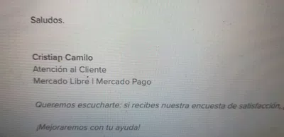 Cristian camilo  atención al cliente o a quien corresponda