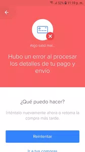 Mercado libre rechaza el pago